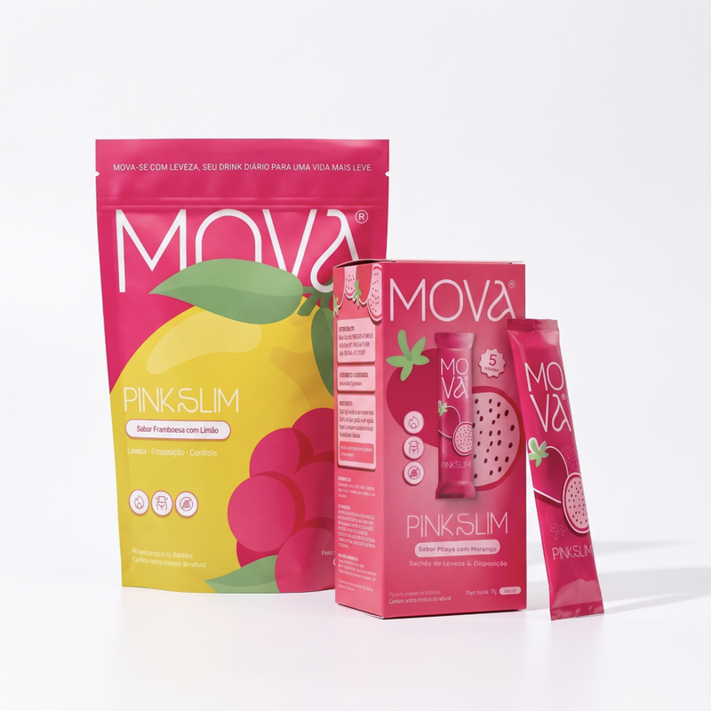 Sachês Pink Slim  + Pink Slim Framboesa Com limão - Mova