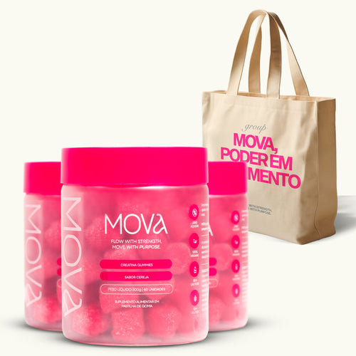 3x Creatina Gummies Sabor Cereja + Ecobag de Brinde